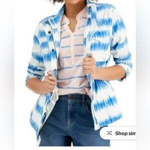 Style & Co.Women's Style & Co Tie-Dyed Twill Jacket Blue Size S